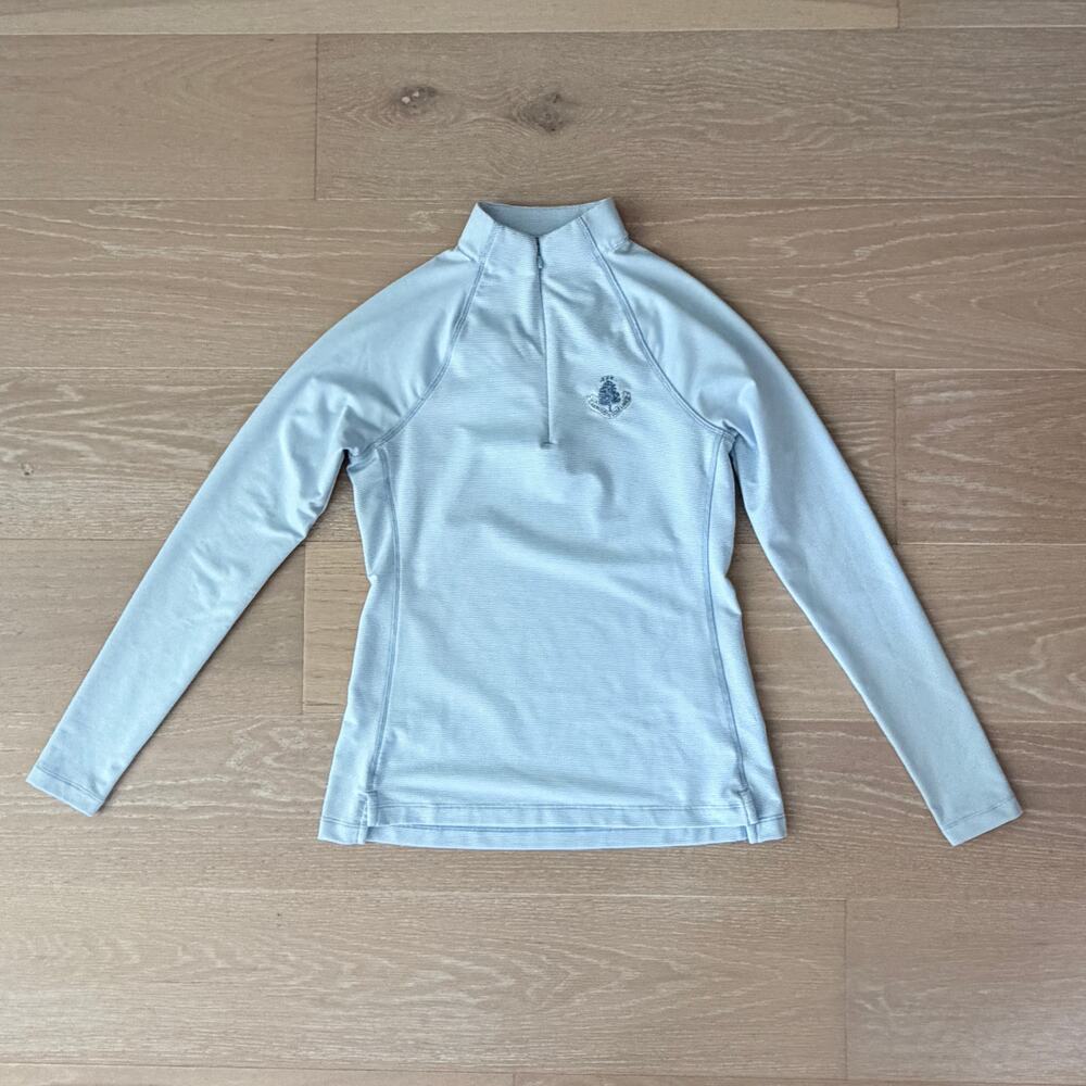 Peter Millar Women's Sugar Stripe Raglan Perth Quarter-Zip Top Blue White XS